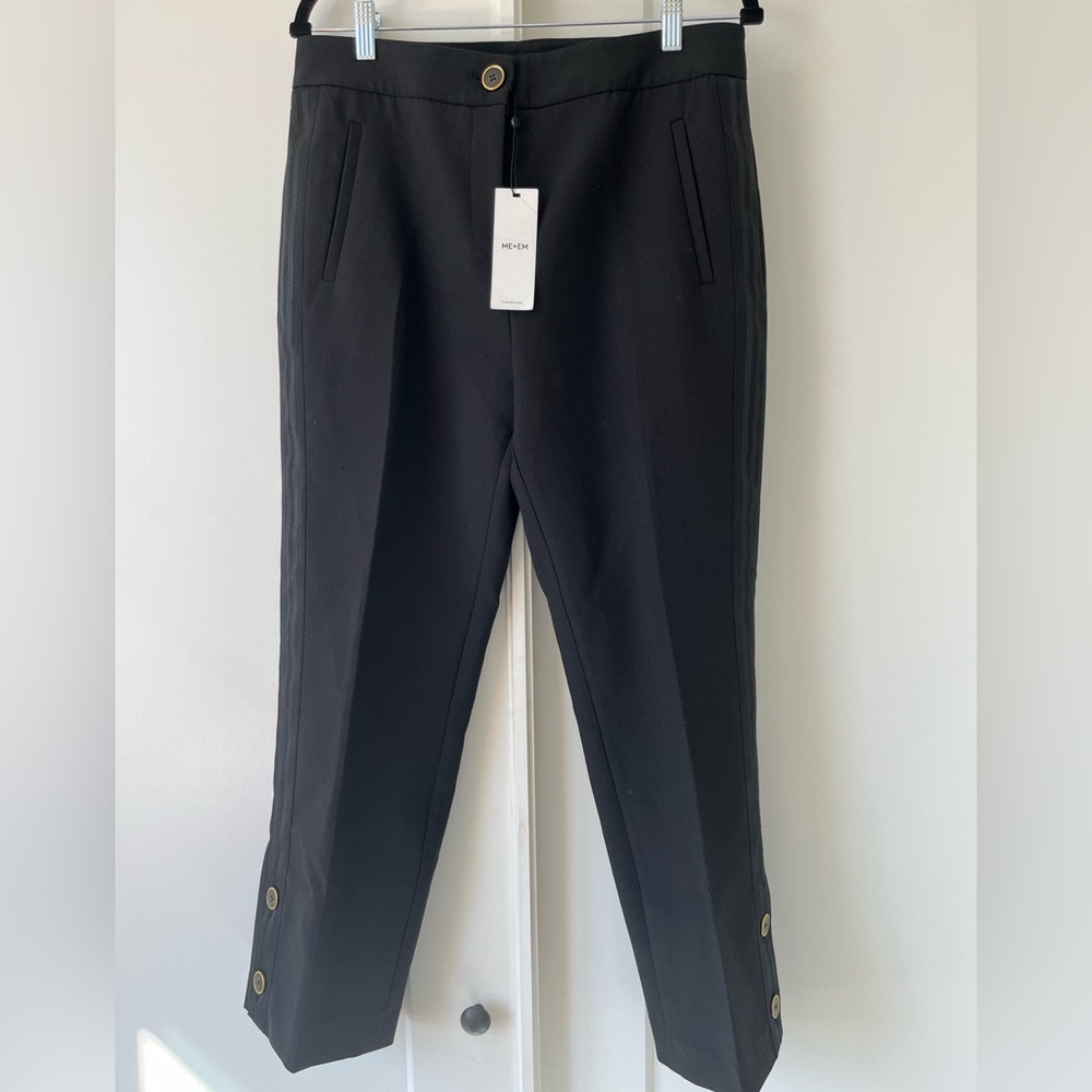 ME+EM Black horn Button slim trousers